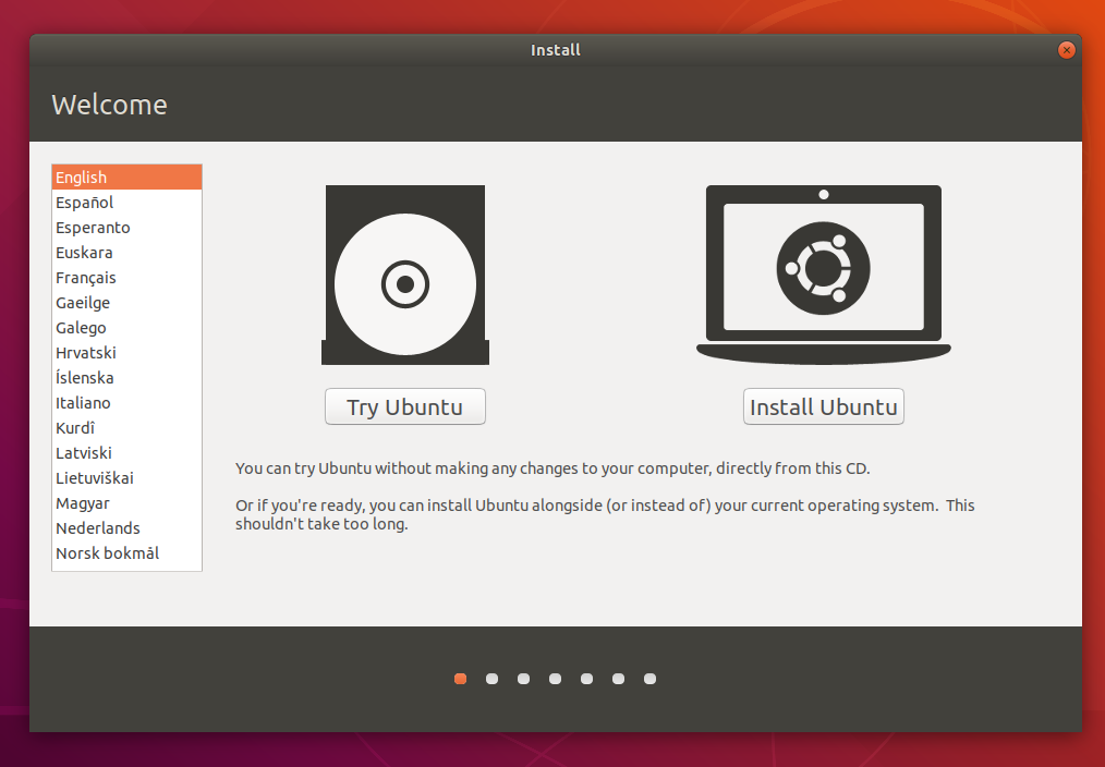The Ubuntu live wizard